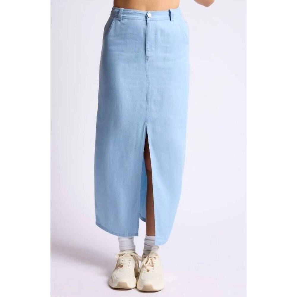 NEW SAGE THE LABEL column denim skirt in light wash